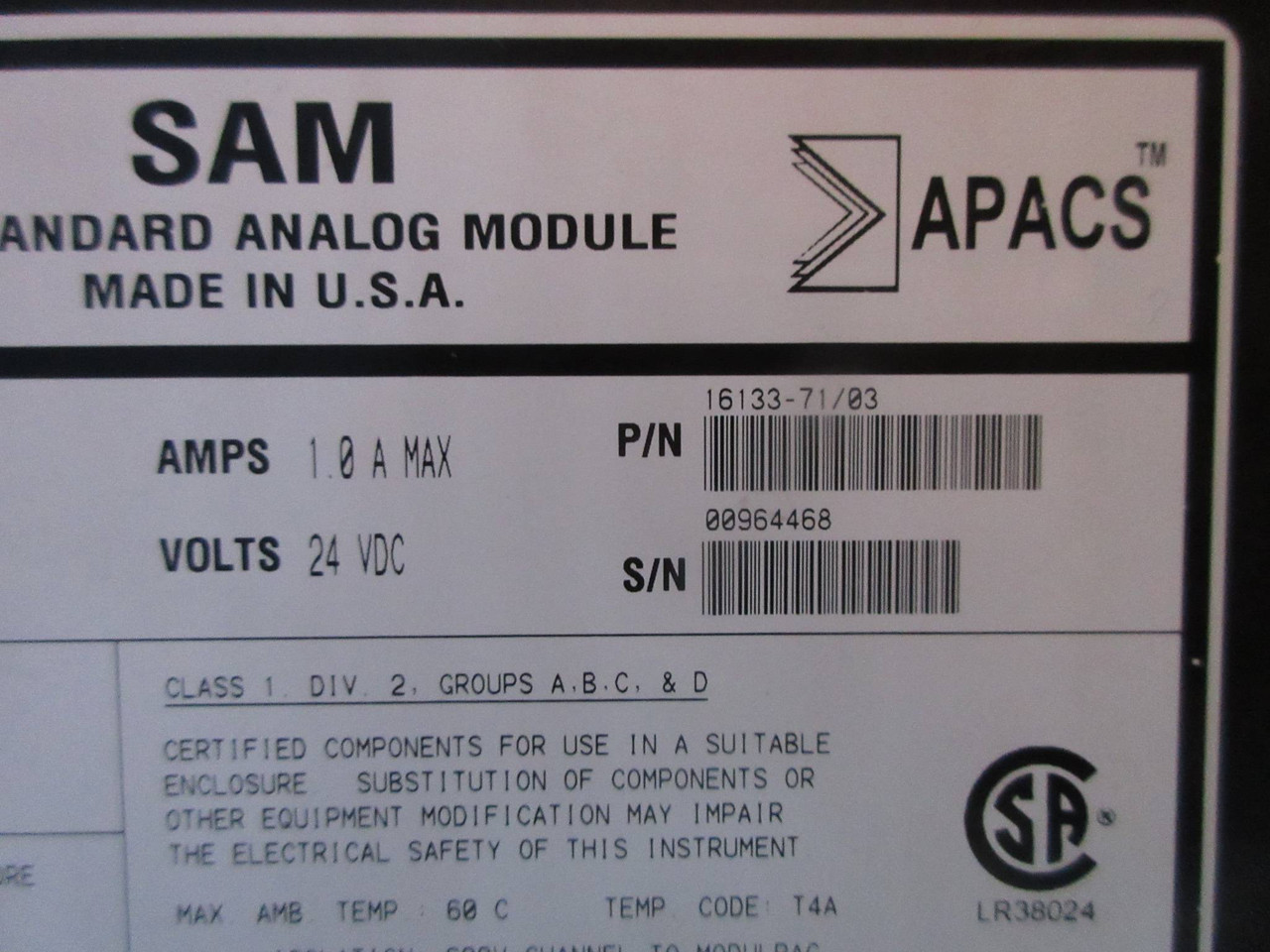 Moore 39SAMCAN 16133-71/03 APACS SAM Standard Analog Module Siemens ROM 3.05 (TK3580-1)