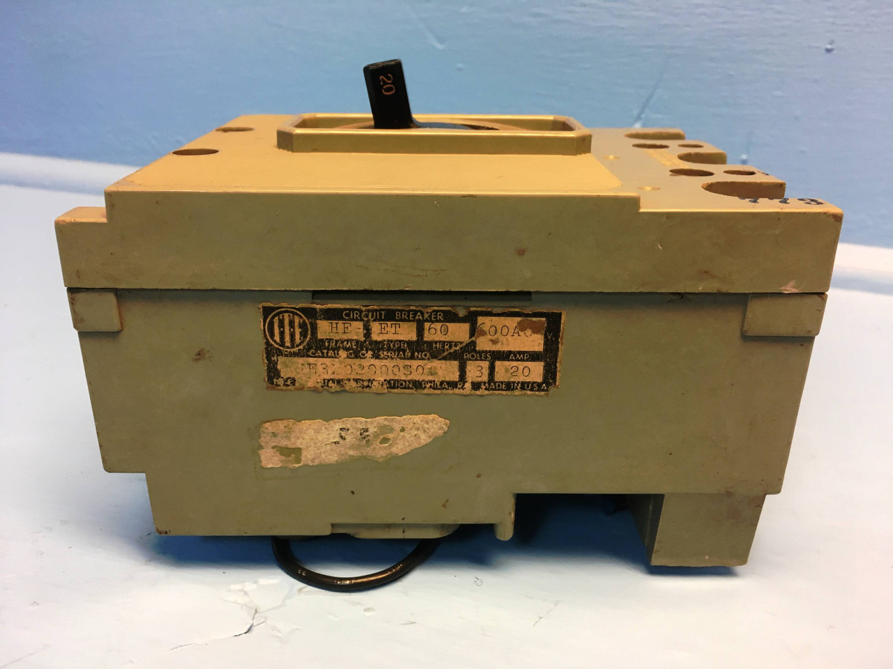 I-T-E HE3B02000S01 20A Circuit Breaker w/ Shunt 3P HF Type ET ITE Siemens 20 Amp (EM2738-1)