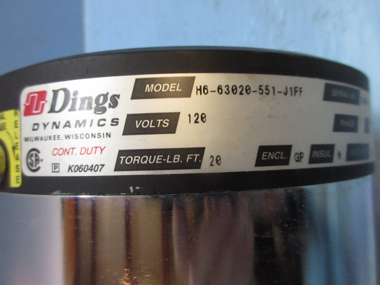 NEW Dings Dynamics H6-63020-551-J1FF Magnetic Disc Brake 120V 20 Lb. Ft. NIB (TK3642-2)