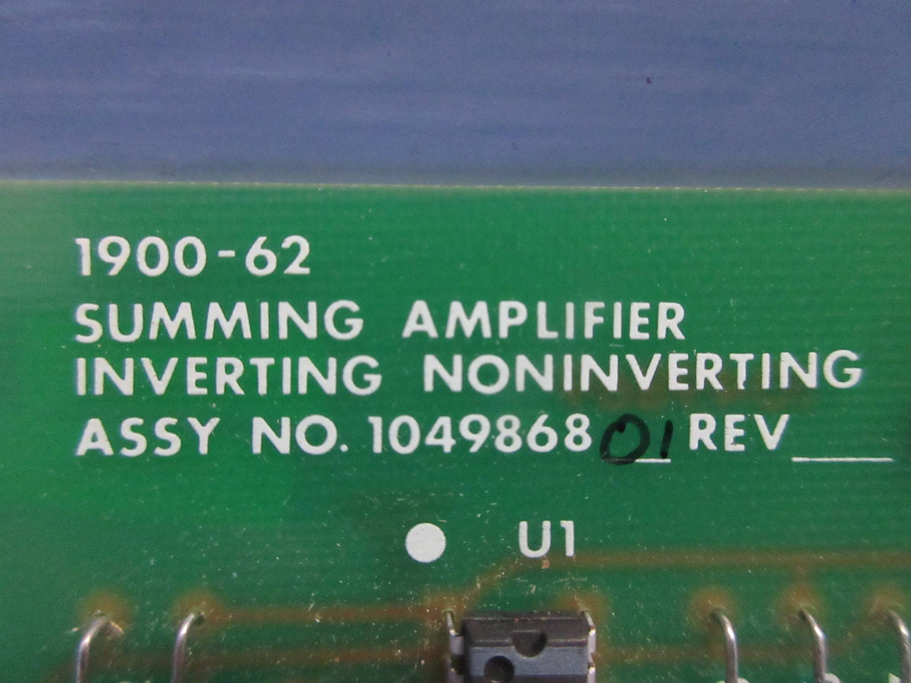Fincor 1049868-01 Summing Amplifier Inverting Noninverting PLC Board 1900-62 (TK3672-2)
