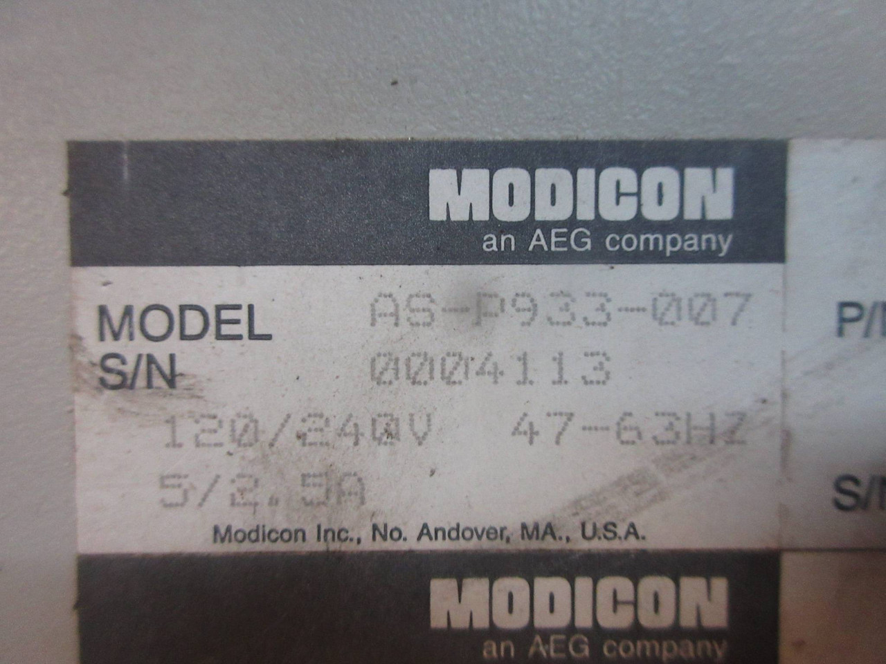 Modicon AS-P933-007 AEG 984 Programmable Controller 8 Slot Rack Chassis 120/240V (TK3707-2)