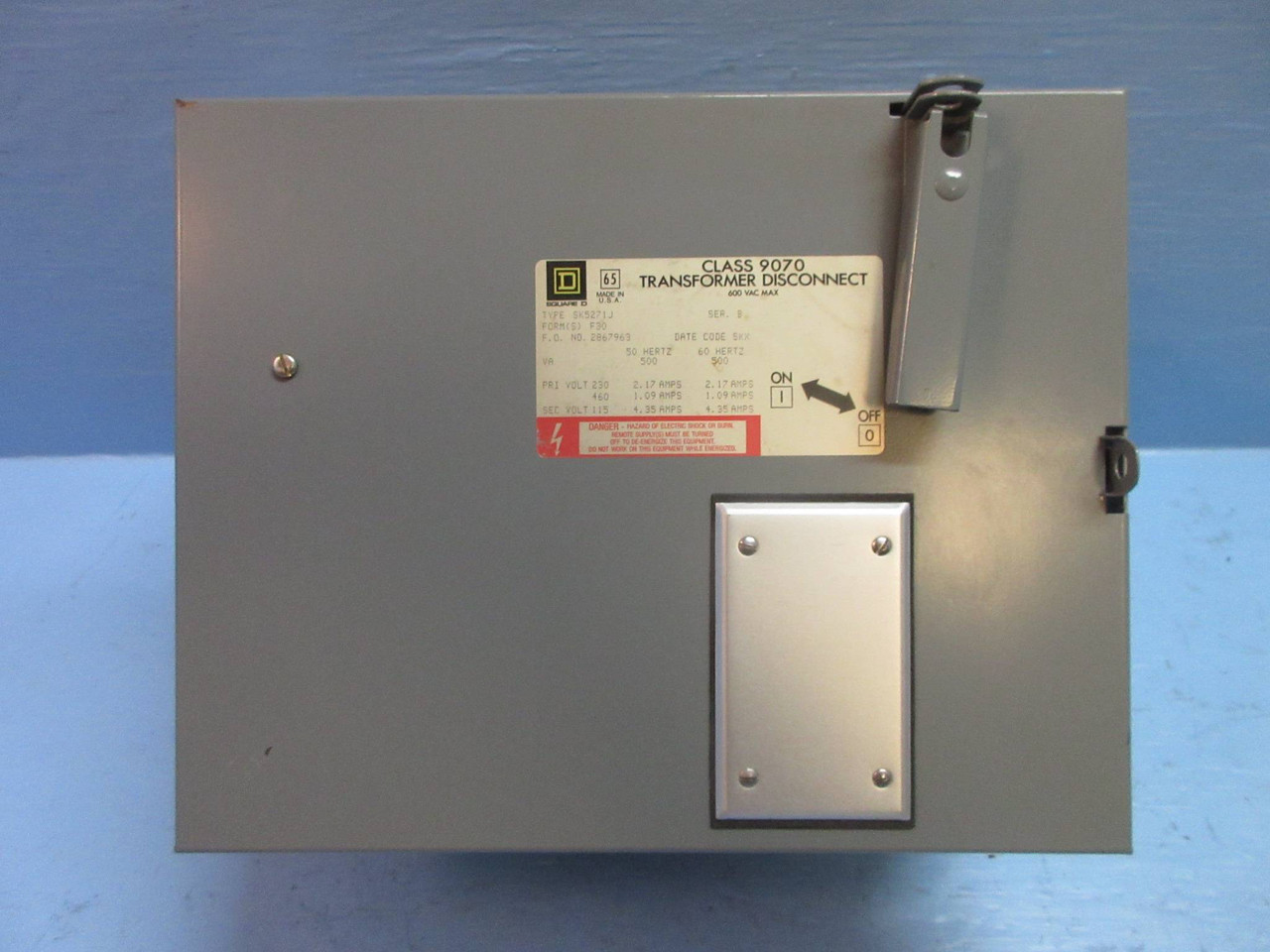 Square D SK5271J Form F30 Class 9070 Transformer Disconnect Switch 500 VA 60 Hz (TK3726-1)