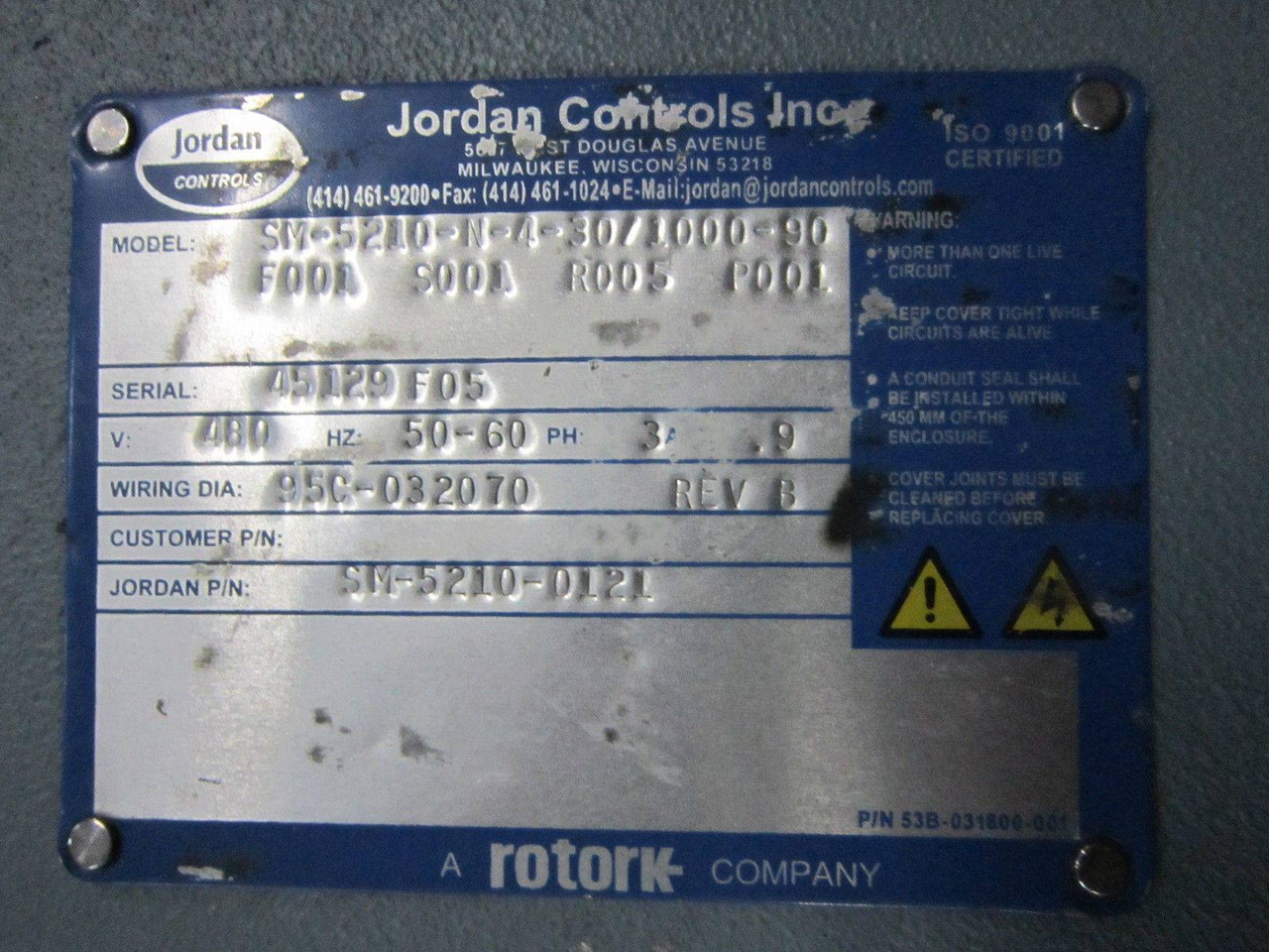 Jordan Controls NEW Rotork Heavy Duty Rotary Actuator SM-5200 SM-5210 1000 480V (EBI2627-1)