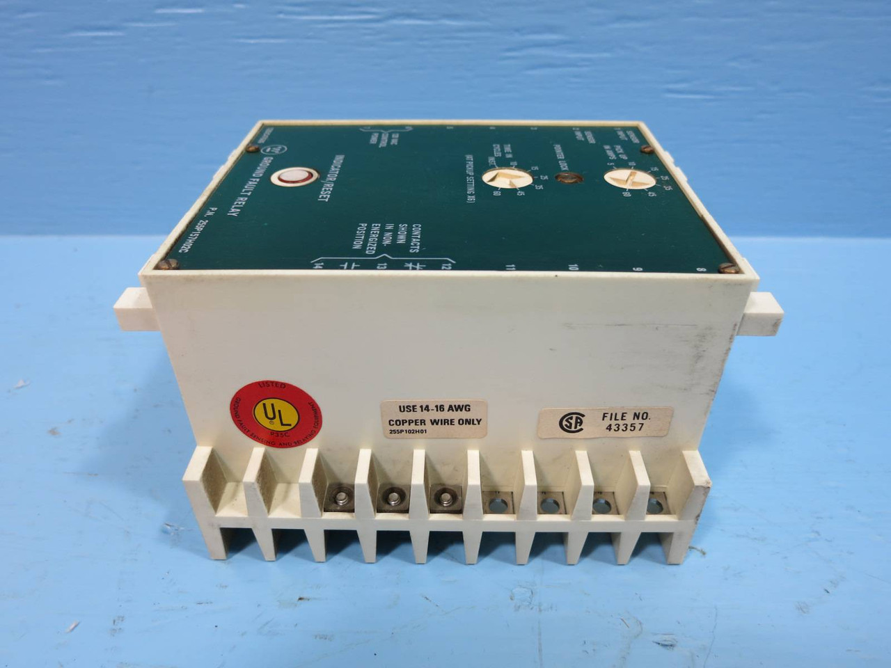 Westinghouse 1293C47G06 Ground Fault Relay Indicator Sensor 120V 125 255P157H02C (DW0668-15)