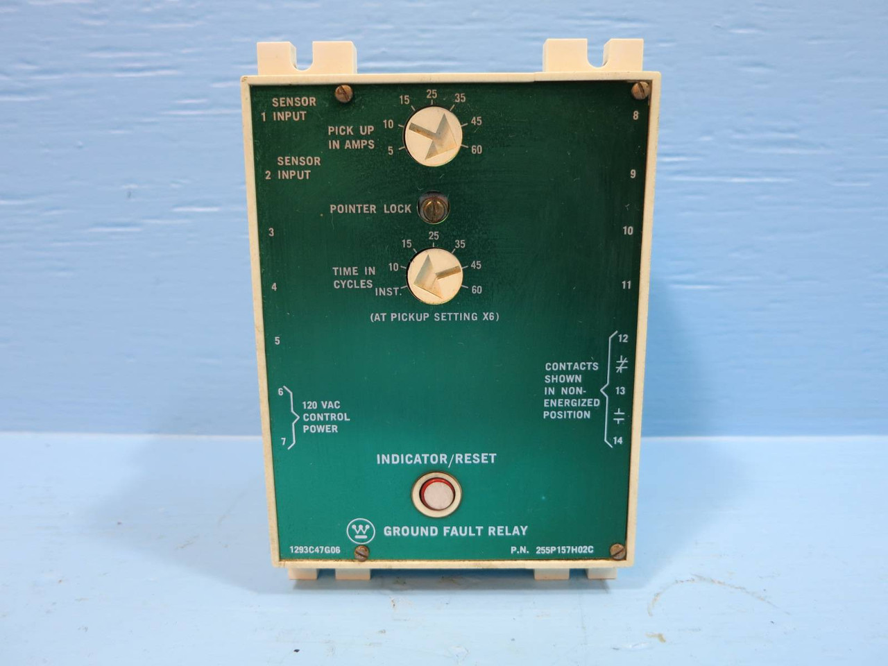 Westinghouse 1293C47G06 Ground Fault Relay Indicator Sensor 120V 125 255P157H02C (DW0668-15)