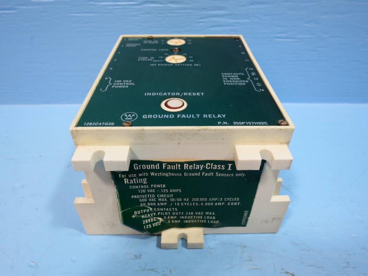 Westinghouse 1293C47G06 Ground Fault Relay Indicator Sensor 120V 125 255P157H02C (DW0668-15)