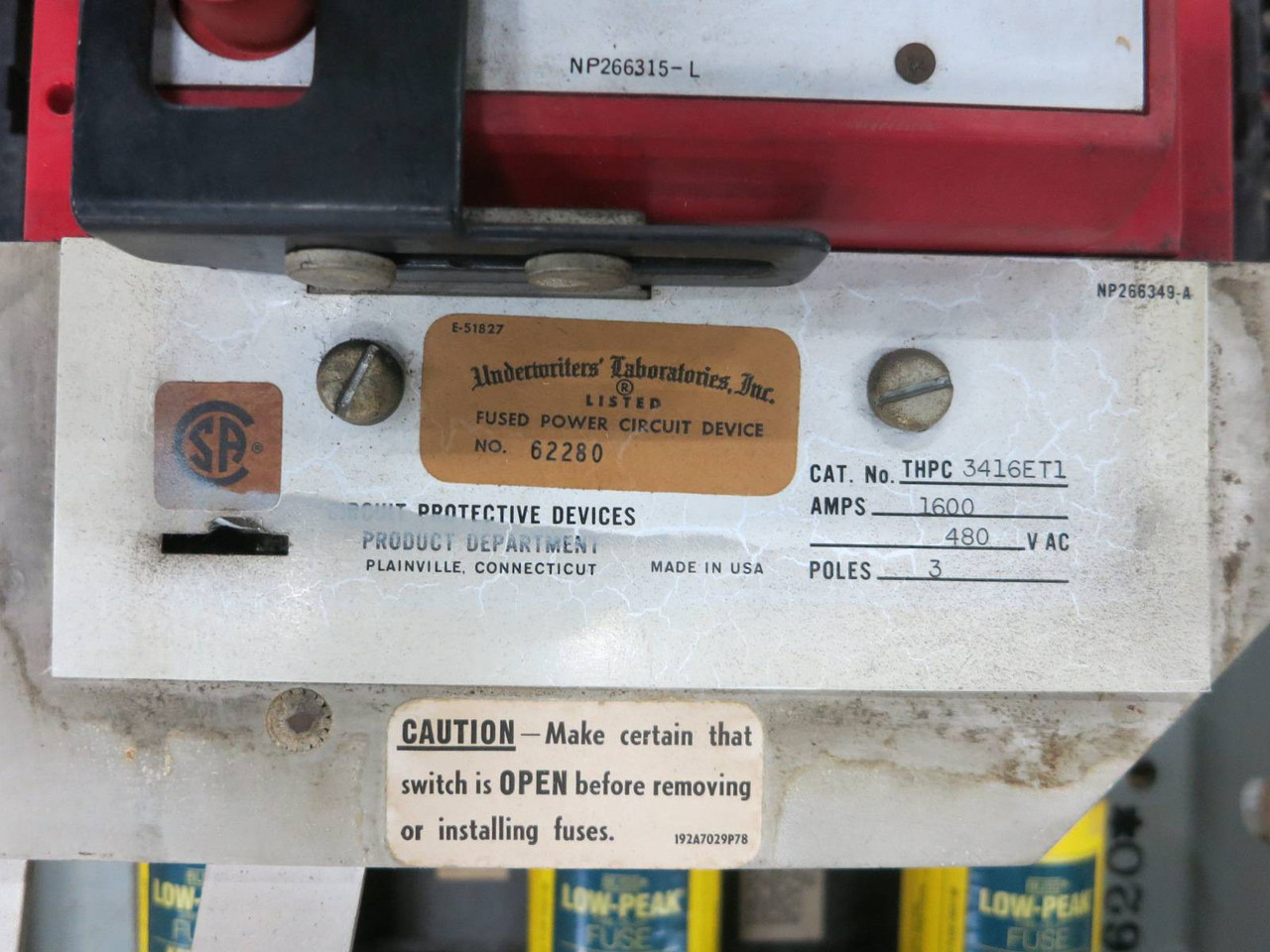 GE THPC3416ET1 1600A 480V High Pressure Contact Switch HPC THPC 3416ET1 3416 (PM2844-3)