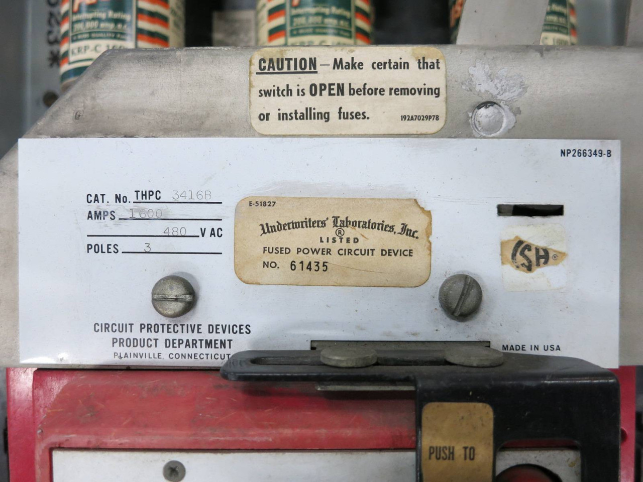 GE THPC3416B 1600A 480V 3 Pole High Pressure Contact Switch HPC THPC 3416B 3416 (PM2845-1)