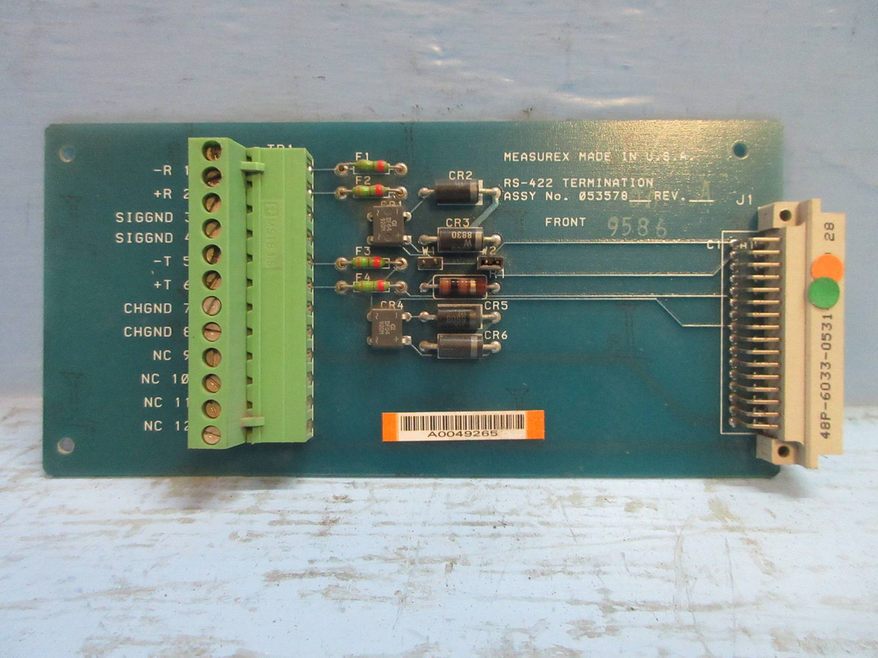 Measurex 053578-00 Rev A RS-422 Termination Module PLC 05357800 Revision A (TK3830-3)