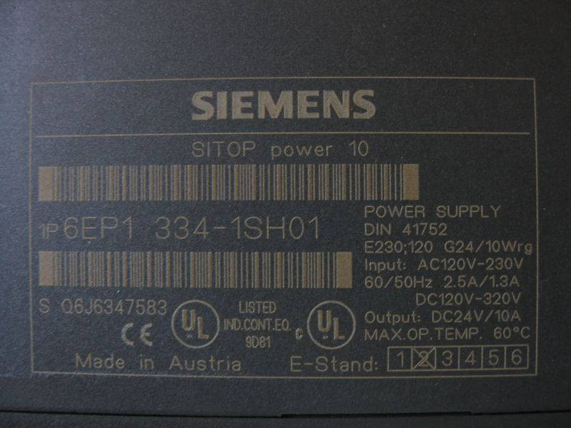 Siemens 6EP1 334-1SH01 Sitop Power 10 Supply 6EP13341SH01 (EBI3730-2)