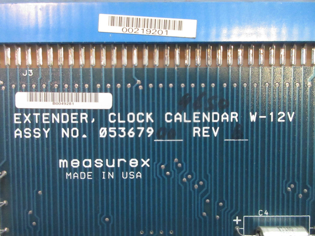 Measurex 05367900 Rev B Extender Clock Calendar W-12V Module PLC Board 053679-00 (TK3843-3)