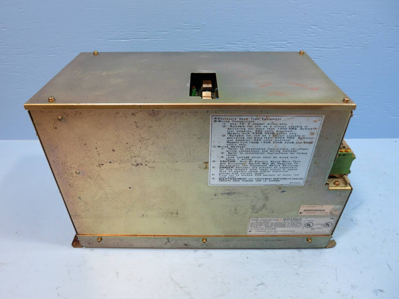 Yaskawa CACR-HR10UB ServoPack CACR-HR10 UB Servo Pack Drive 1.3 HP 1 KW Control (NP1953-2)