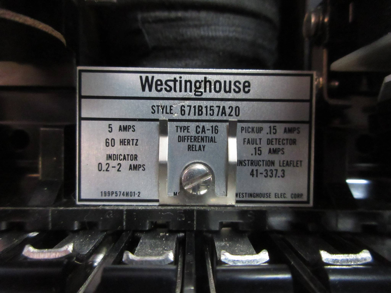 Westinghouse 671B157A20 Type CA-16 Differential Relay 5 Amp 60Hz (TK3942-1)