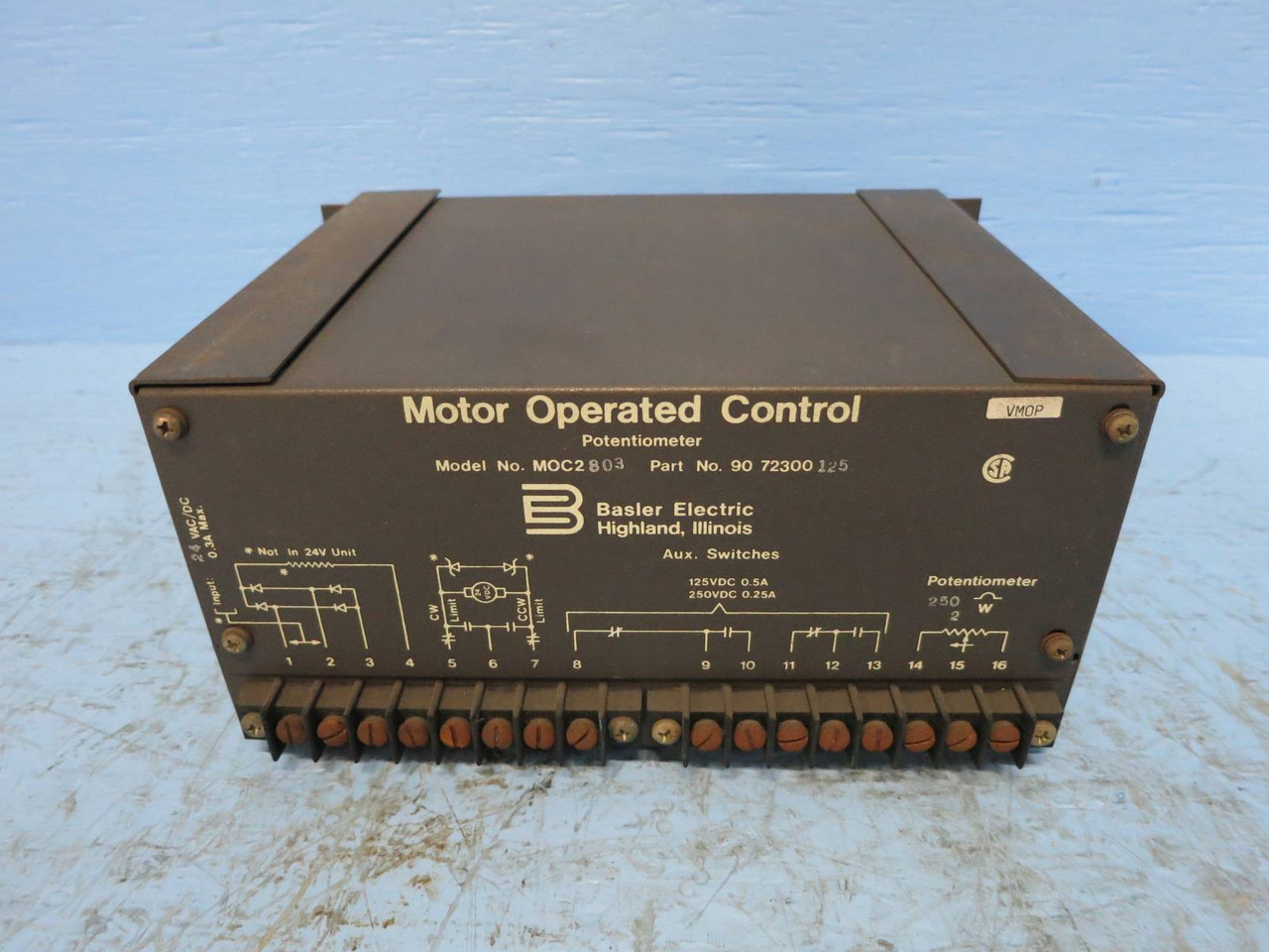 Basler Electric 90-72300-125 Model MOC2-803 Motor Operated Control Potentiometer (DW0769-3)