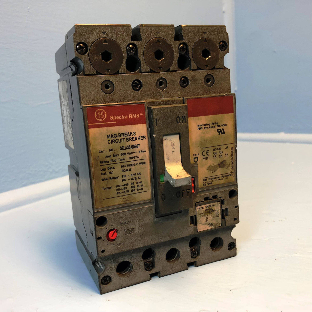 Image of GE SELA36AI0007 7A Spectra Circuit Breaker w 3 Amp Plug 600V 3P General Electric