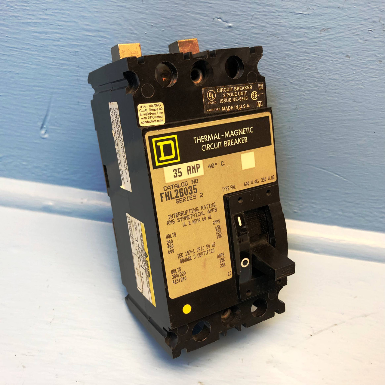 Image of Square D FHL26035 35A Circuit Breaker 2 Pole Type FAL 480/600V FHL-26035 35 Amp