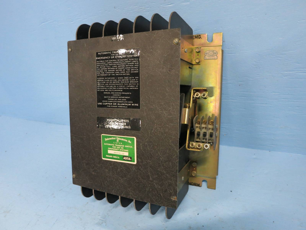 ASCO 940315094X 150A 480V Automatic Transfer Switch Bulletin 940 150 Amp ATS (DW0849-3)