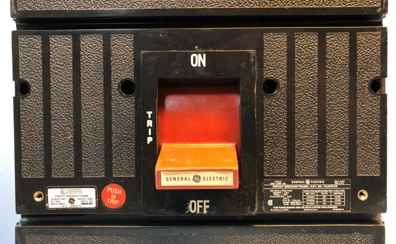 GE THJ9VF26 600 Amp LSIG Breaker w/ 600A Trip/Sensor T9VTSLGA3 General Electric (EM2922-6)