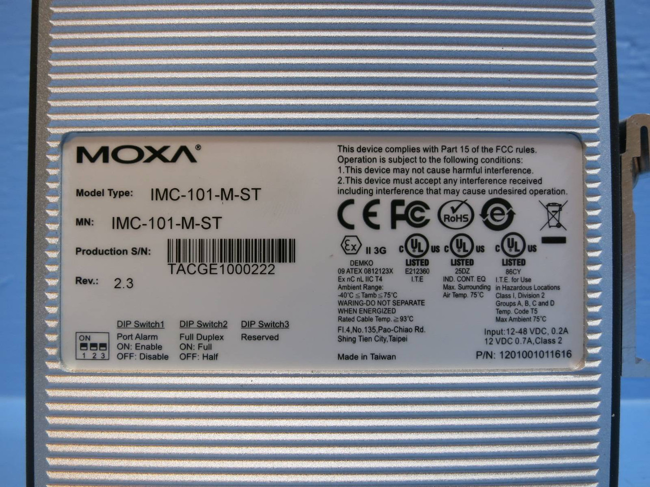 Moxa IMC-101-M-ST Industrial Media Converter IMC101MST 100M Ethernet Fiber (NP2005-130)