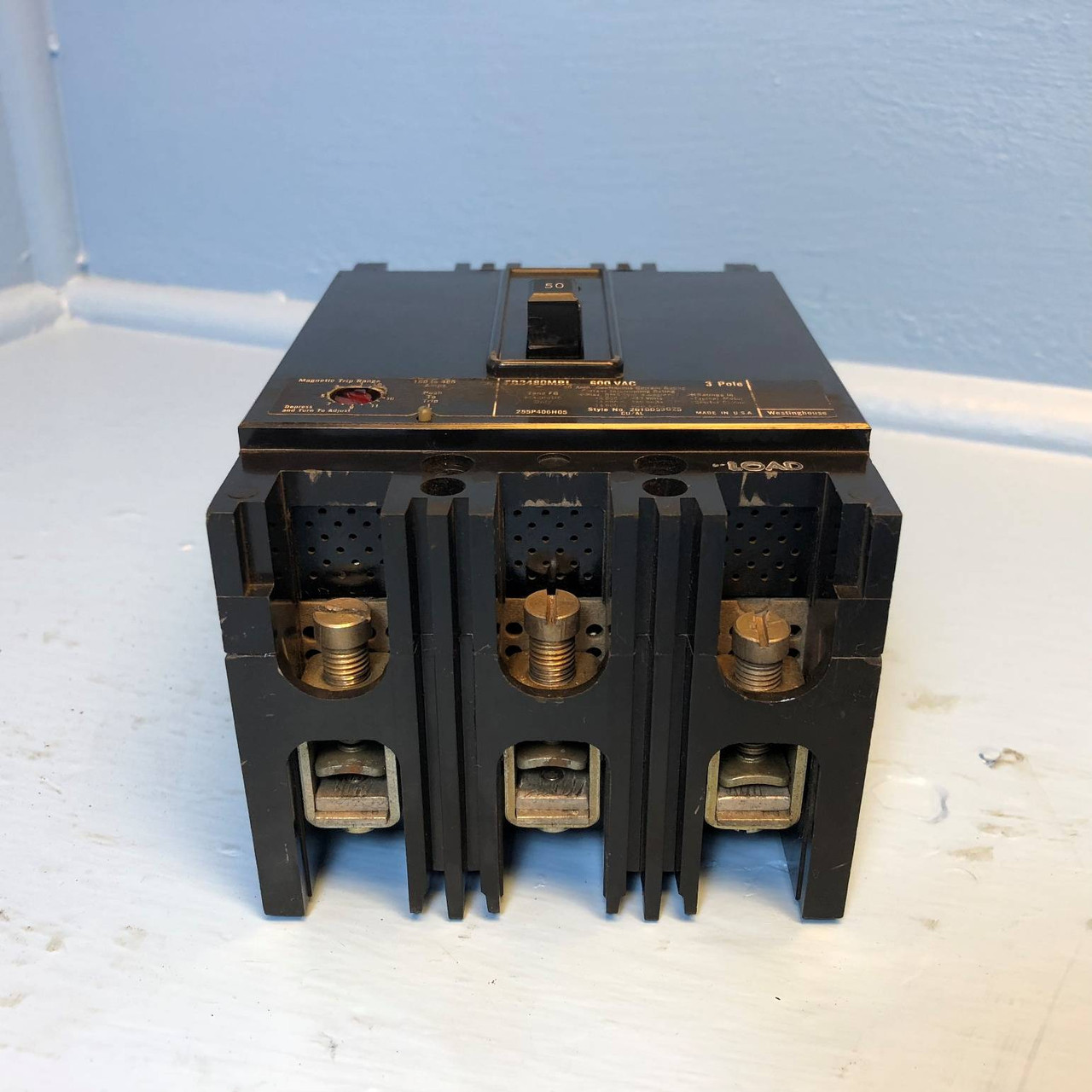 Westinghouse FB3480MRL 50A Circuit Breaker 480/600V 3P Type FB 160-480A 50 Amp (EM2971-1)