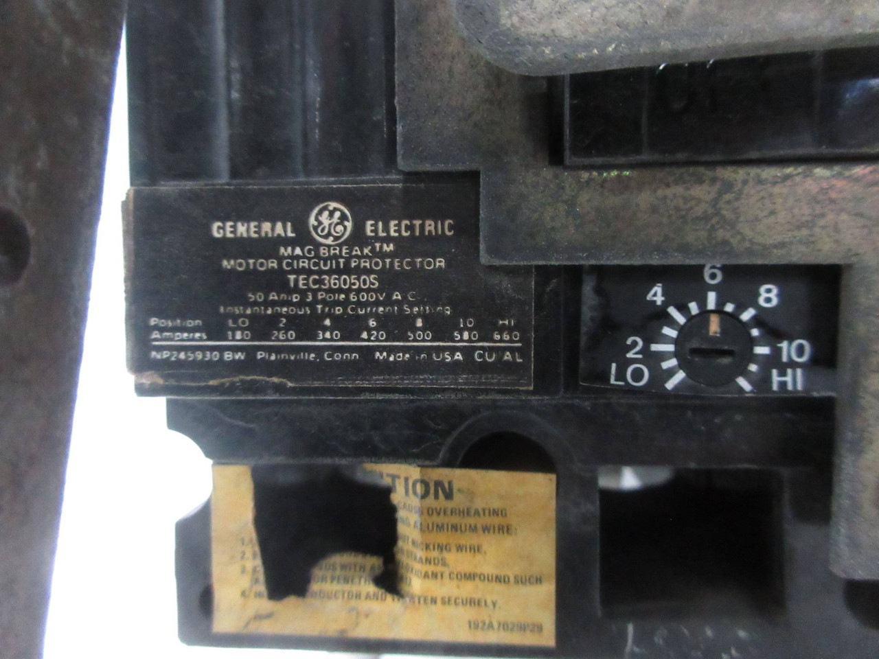 General Electric GE 8000 Size 2 Reversing Starter 50 Amp Breaker 30" MCC Bucket (TK4201-11)
