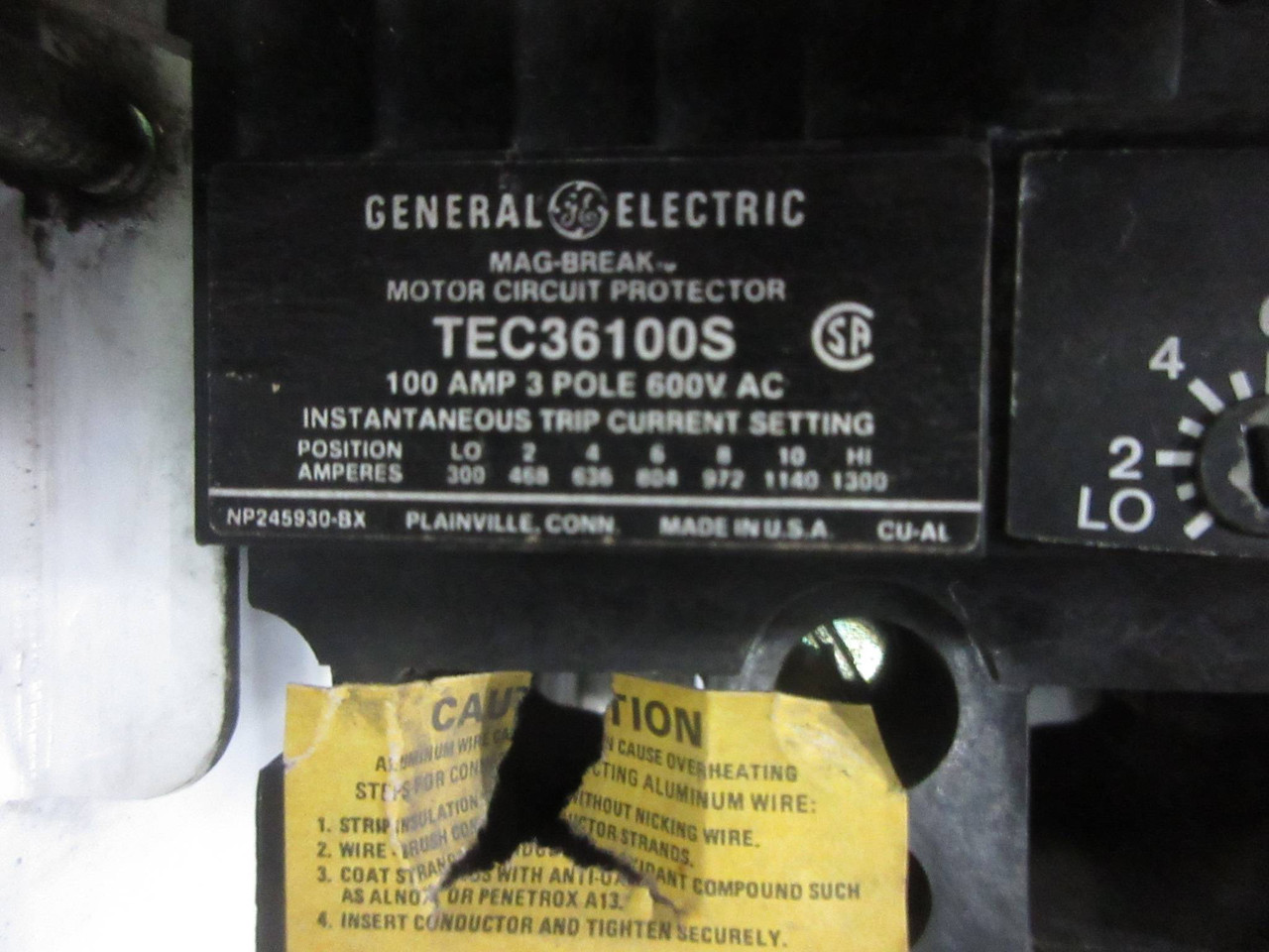 General Electric GE 8000 Size 3 Reversing Starter 100 Amp Breaker 42" MCC Bucket (TK4203-10)