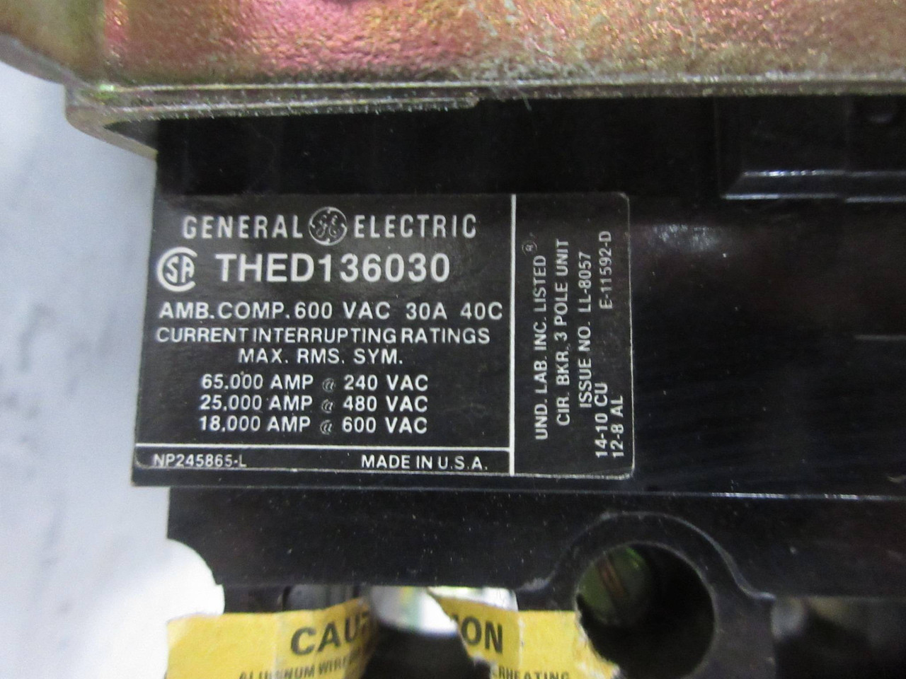 General Electric GE 8000 30 Amp Breaker MCC Feeder Switch without stabs 30A (TK4230-1)