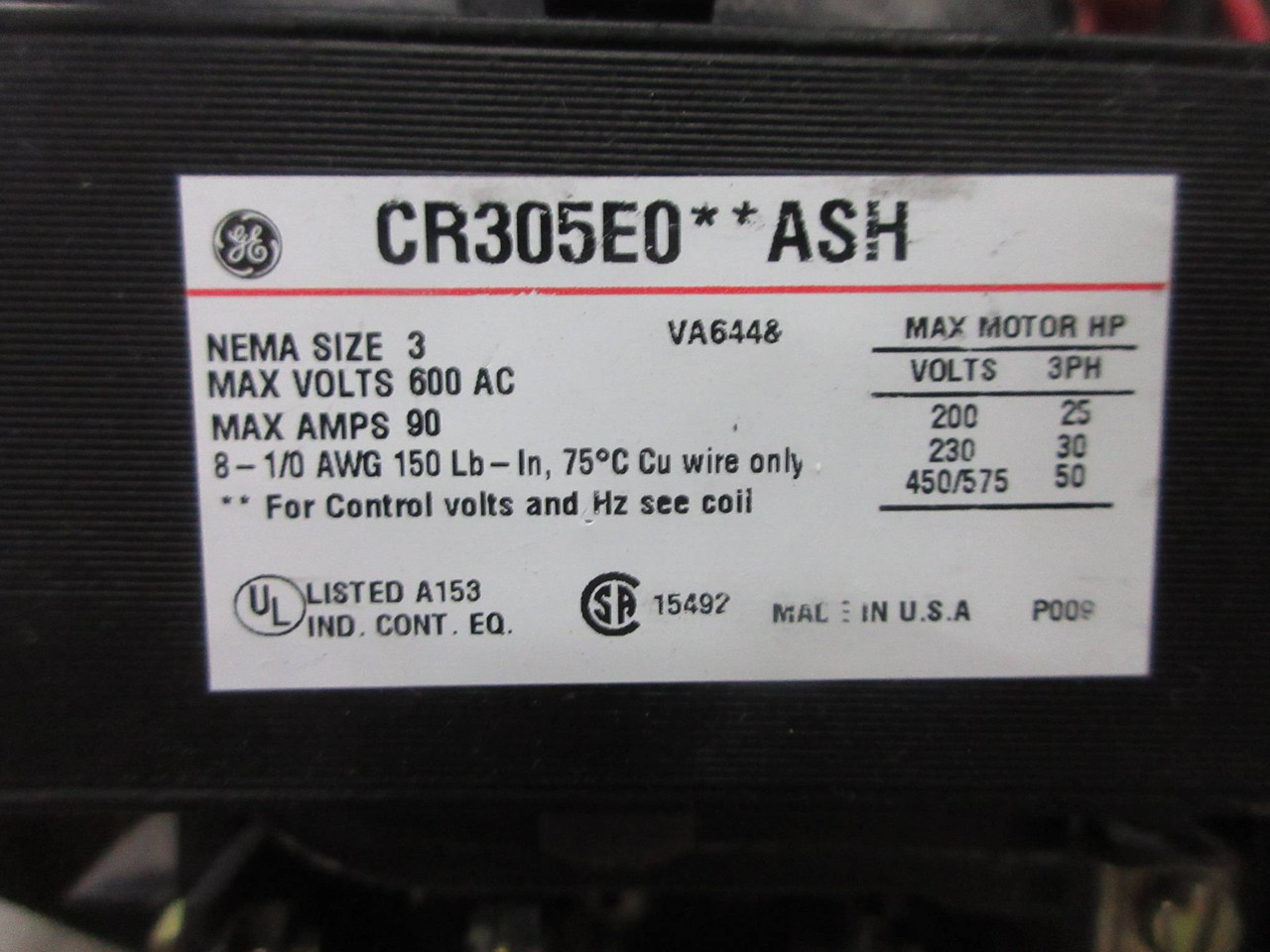 General Electric GE 8000 Size 3 Reversing Starter 70 Amp Breaker 48" MCC Bucket (TK4232-8)