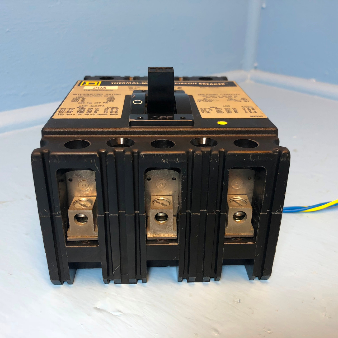 Square D FHP360201212 20A Circuit Breaker w/ Aux 3 Pole 480/600V Type FAL 20 Amp (EM2996-1)