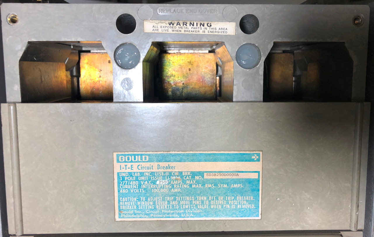 Gould I-T-E SD3B250D0000A 2500A Circuit Breaker w/ Cradle 480V 3P 2500 Amp LSIG (EM3072-1)