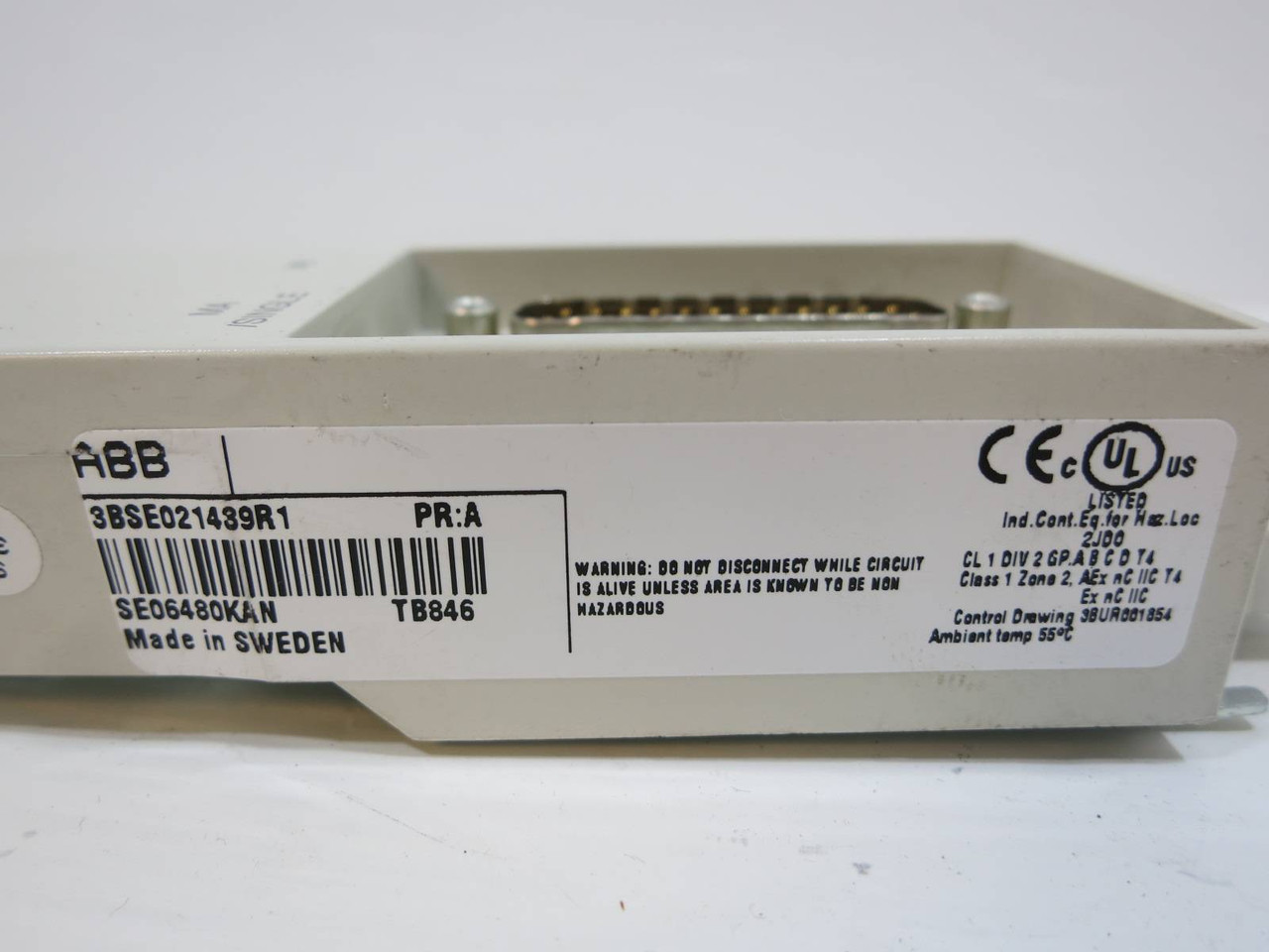 ABB TB846 3BSE021439R1 PR:A PLC Module TB 846 S800 Dual Modulebus Input Unit (NP2124-8)