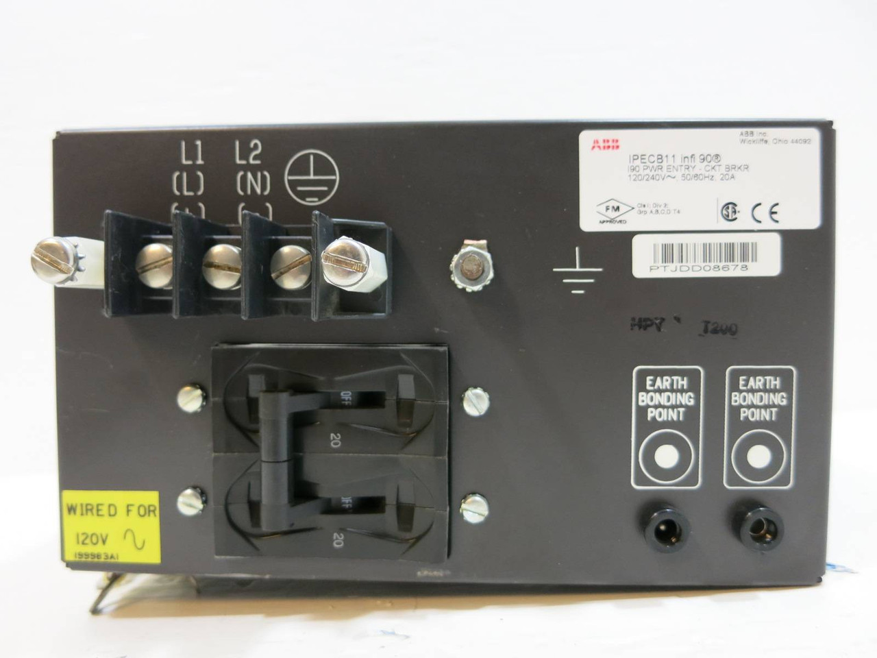 ABB IPECB11 Power Entry Circuit Breaker infi 90 120/240 VAC 20A IPEC B11 Bailey (NP2129-4)