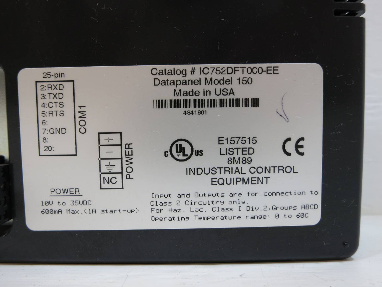 GE Fanuc IC752DFT000-EE Industrial Control Panel Display Operator Interface (NP2142-1)