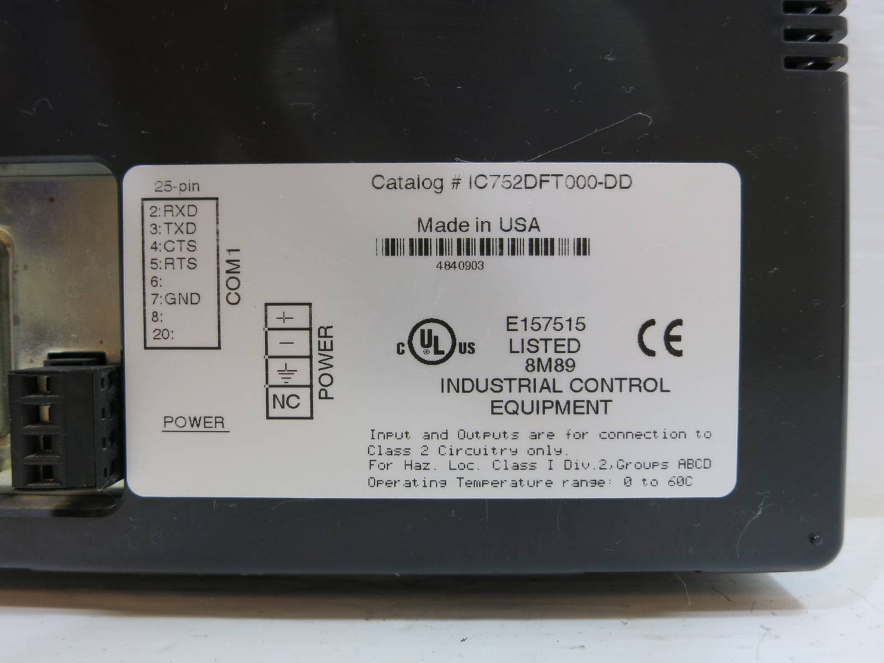 GE Fanuc IC752DFT000-DD Industrial Control Panel Display Operator Interface (NP2141-1)