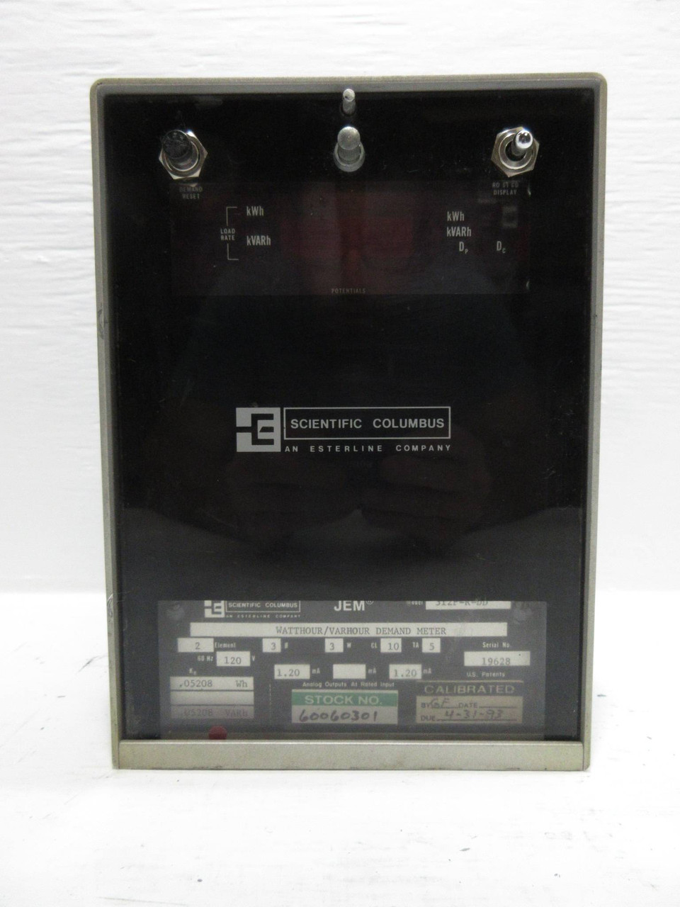 Scientific Columbus 312P-R-DD JEM Electronic Watthour / Varhour Meter (TK4313-3)