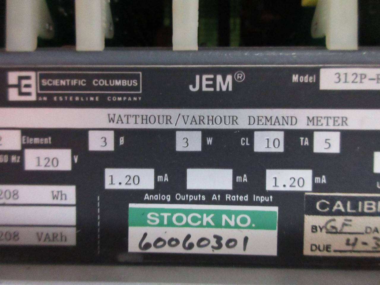 Scientific Columbus 312P-R-DD JEM Electronic Watthour / Varhour Meter (TK4313-3)