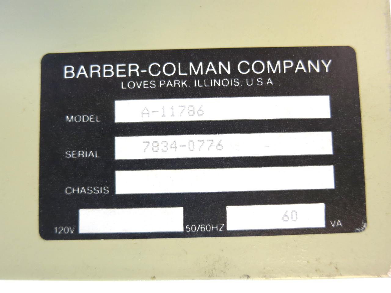 Barber Colman A-11786 Battery Charger 120V 60VA A11786 (TK4333-2)