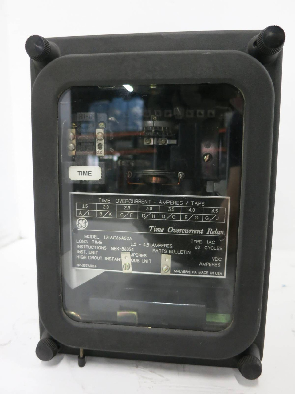 GE 12IAC66A52A Time Overcurrent Relay Type IAC 1.5-4.5 Amp General Electric 4.5A (DW1103-1)
