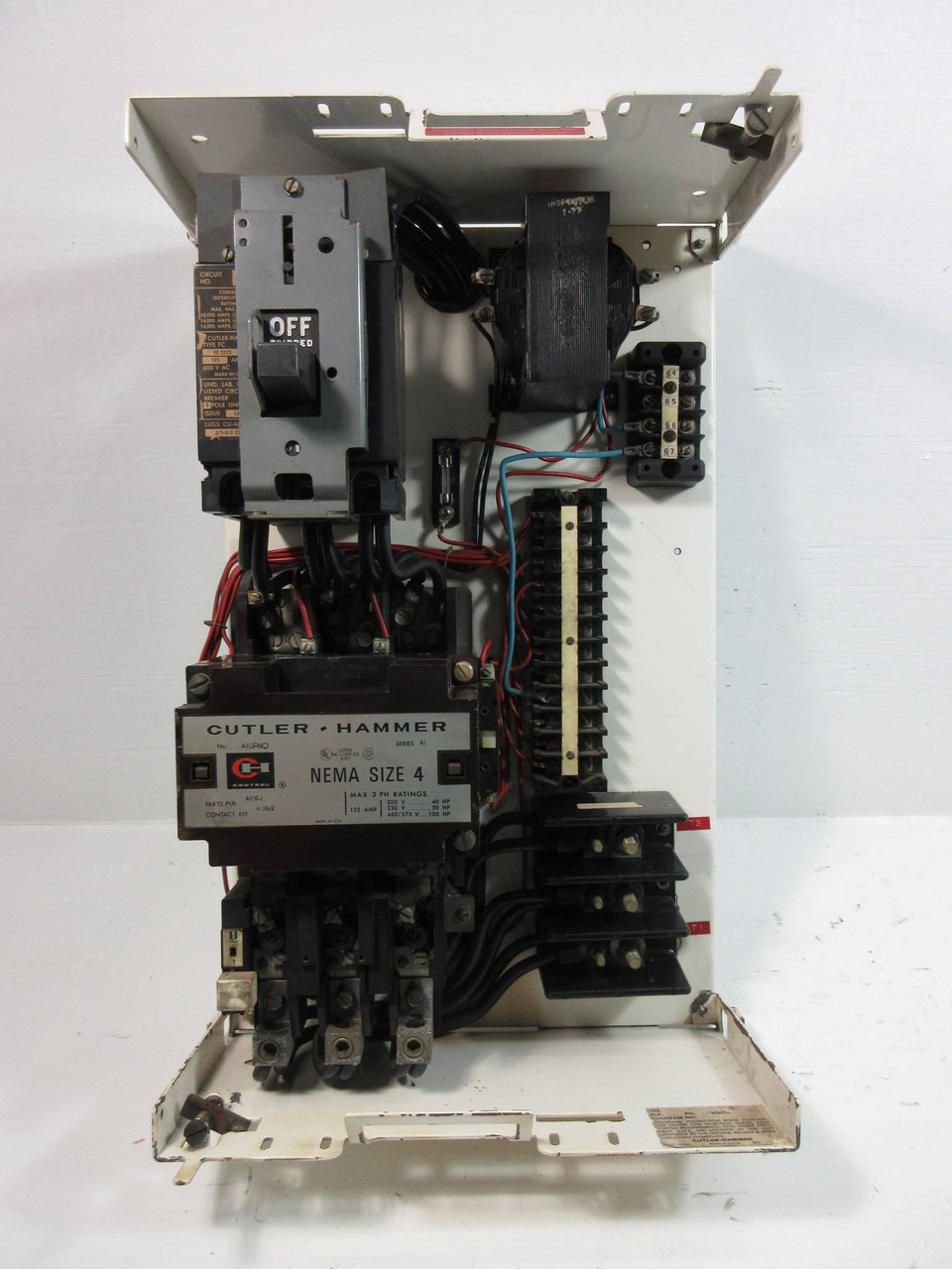 Cutler Hammer F10 Unitrol 600V Size 4 Starter 125A Breaker Type 24" MCC Bucket (TK4405-2)