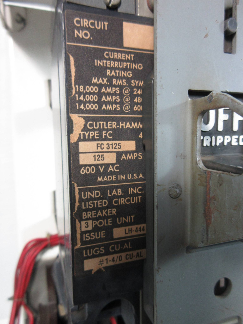 Cutler Hammer F10 Unitrol 600V Size 4 Starter 125A Breaker Type 24" MCC Bucket (TK4405-2)