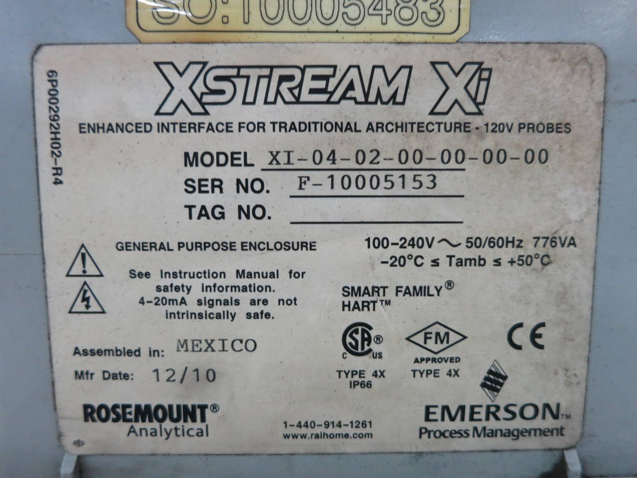 Rosemount XSTREAM Xi-04-02-00-00-00-00 Oxygen Probe Control Interface Emerson (DW1137-24)