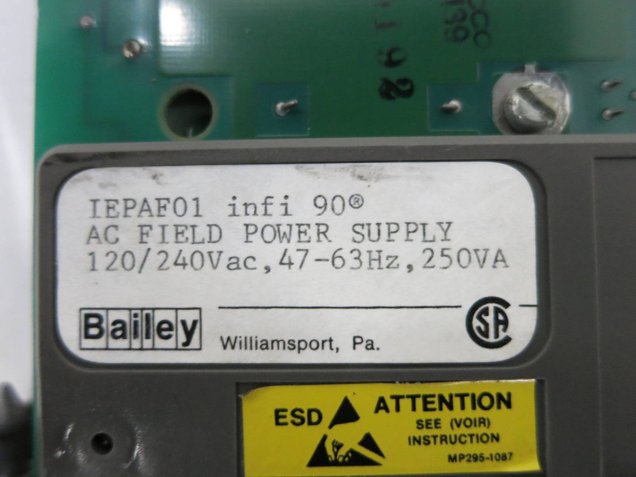 Bailey IEPAF01 infi-90 AC Field Power Supply Module Assy 6637642G2 ABB Symphony (DW1164-2)