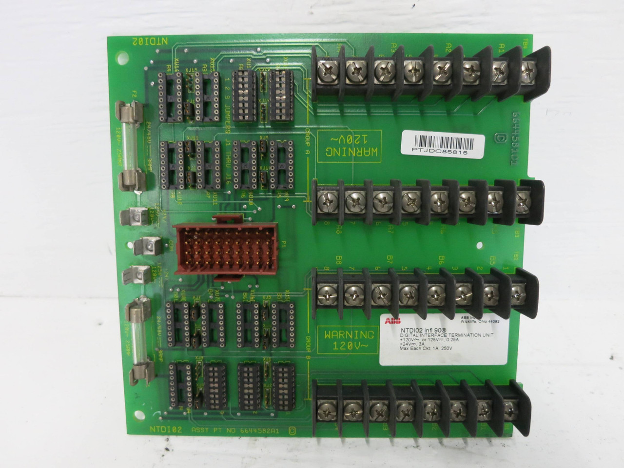 Image of ABB NTDI02 infi90 Digital Interface I/O Termination Unit 6644582A1 Bailey Board