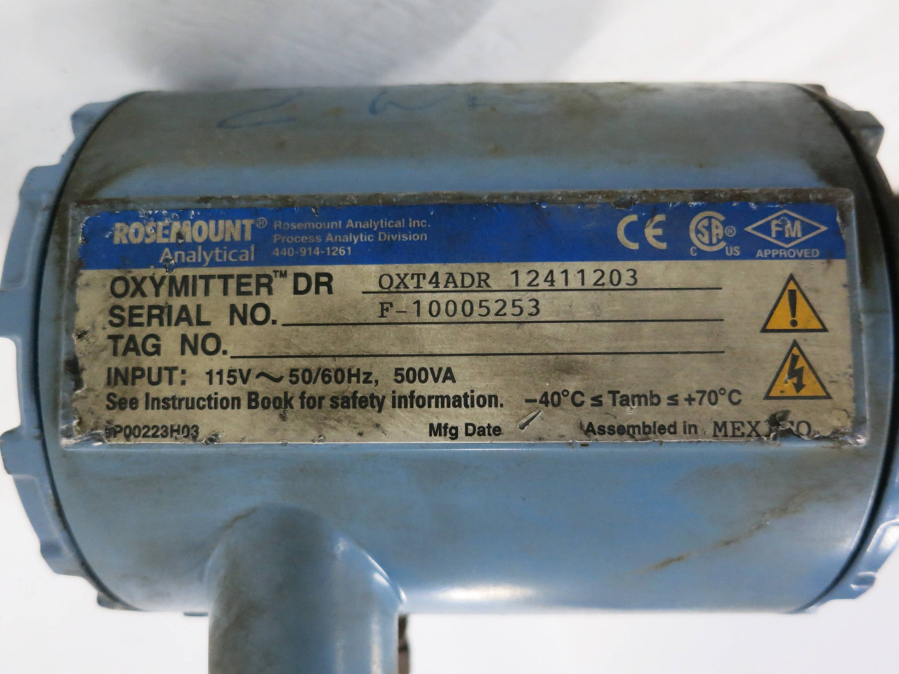 Rosemount OXT4ADR 12411203 Oxymitter DR 4000 In Situ Oxygen Transmitter Probe (DW1193-6)