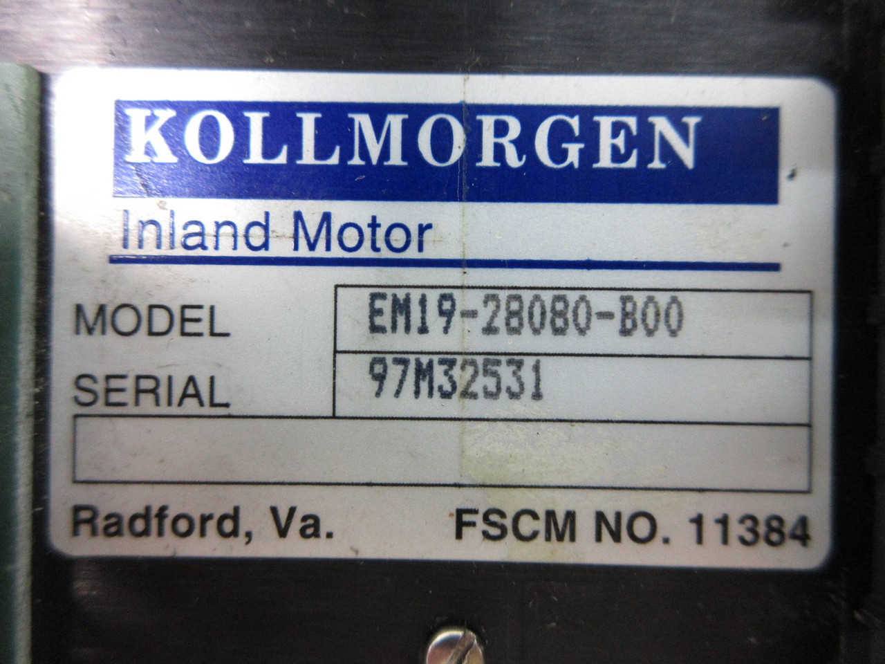 Kollmorgen EM19-28080-B00 Syncro Amplifier Inland Motor (TK4492-2)