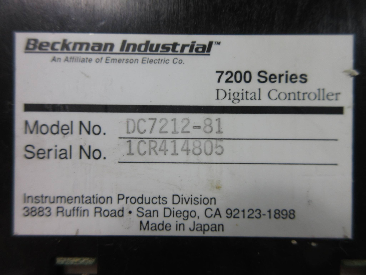 Beckman Industrial DC7212-81 7200 Series Digital Controller (TK4496-2)