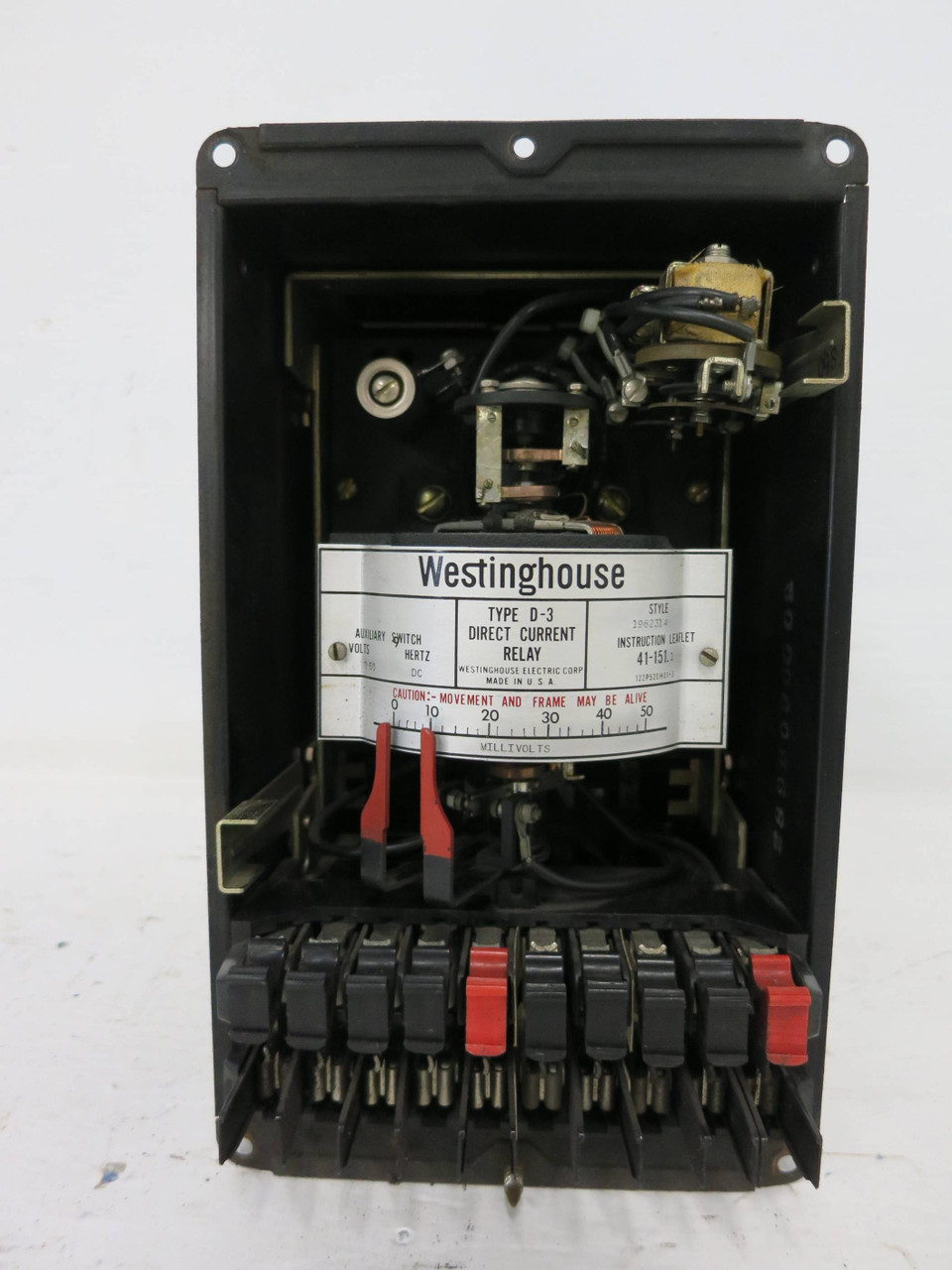 Westinghouse 1962314 Direct Current Relay 250VDC Type D-3 Auxiliary Switch DC D3 (DW1274-2)