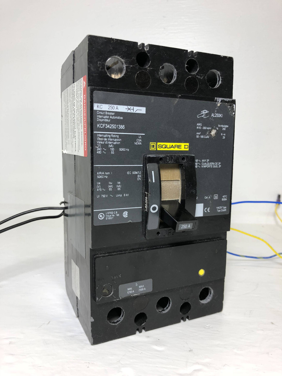 Image of Square D KCF342501386 250A Breaker KCF34250 Black Label Shunt & Aux 3P 250 Amp