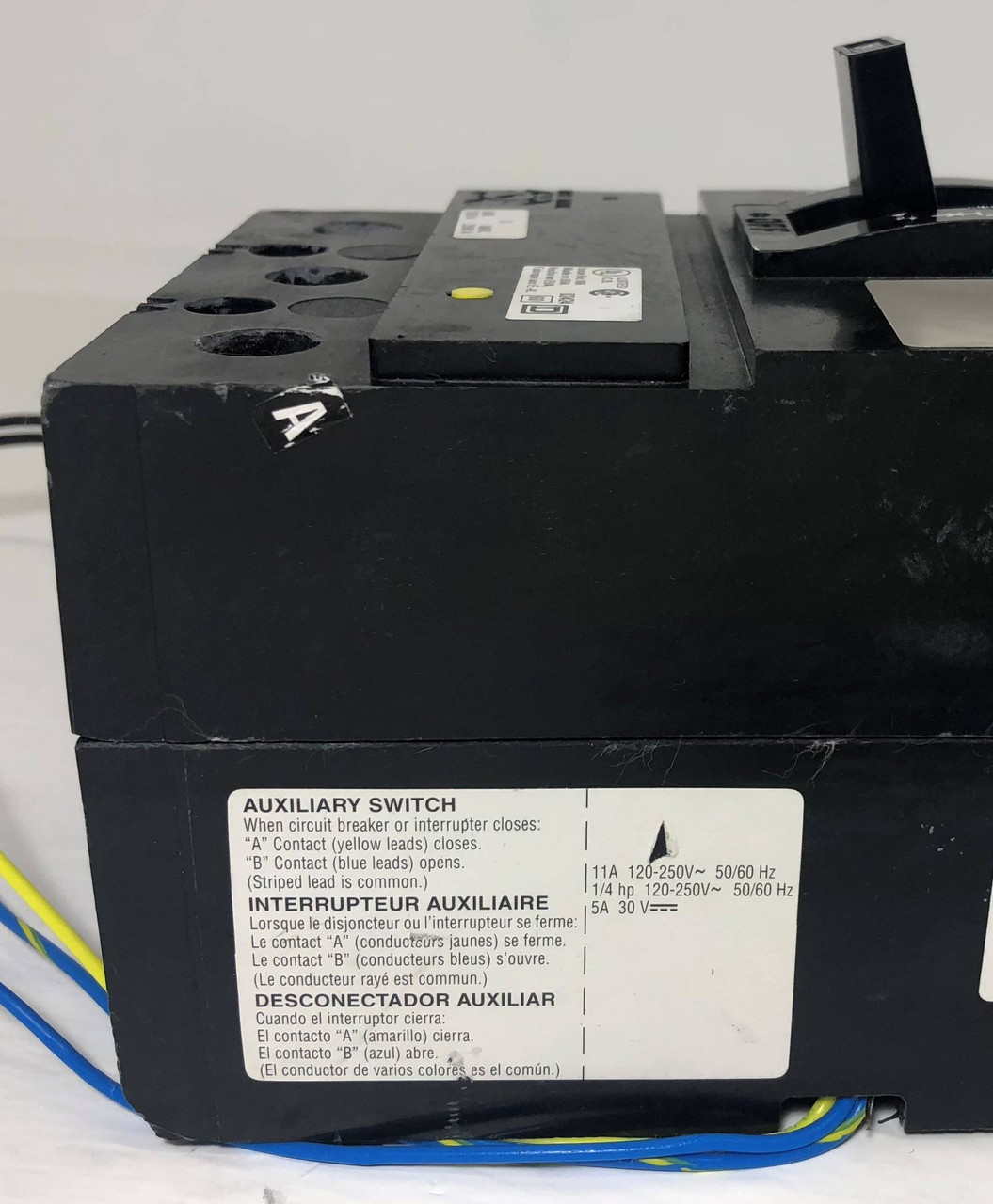 Square D KCF342501386 250A Breaker KCF34250 w/ Shunt & Aux 480 VAC 3P 250 Amp (EM3255-5)