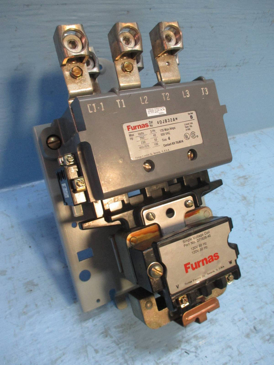 Furnas 40JB32A* Size 4 135A Contactor 120V Coil 100 HP 600Vac Series B Sz4 (EBI1637-10)